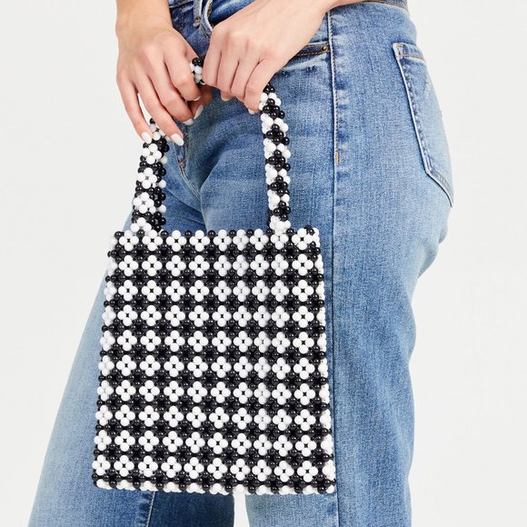 Urban Outfitters Handbags - Y2K Beaded Tote Bag in Black and White NWT
